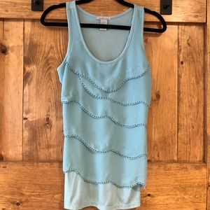 Teal Layered ruffle blouse